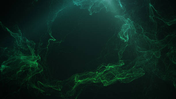 istock Spotlight shine to center with plasma energy particle effect. 1435833728