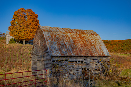 Rustic old barn in autumn