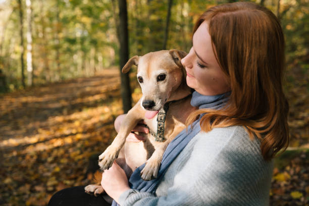istock Young redheaded woman hugs her mixed-breed dog 1435837589