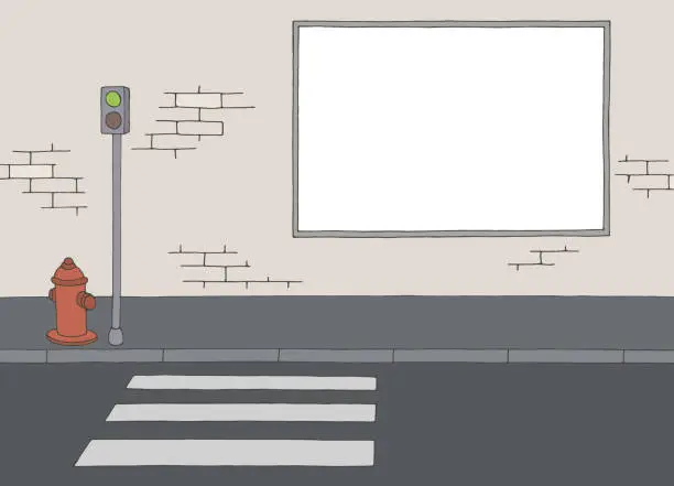 Vector illustration of Street billboard graphic color city road sketch illustration vector