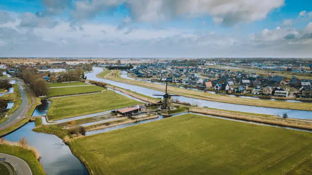 Droneshot Windmolen Langedijk Noord-Holland