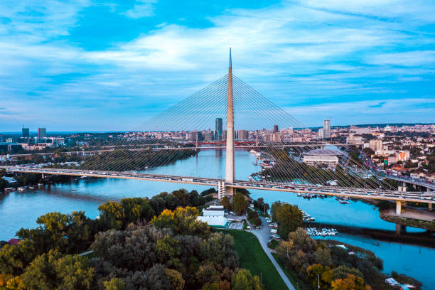 istock New, modern bridge on the river Sava, Belgrade, Serbia. 1435860106