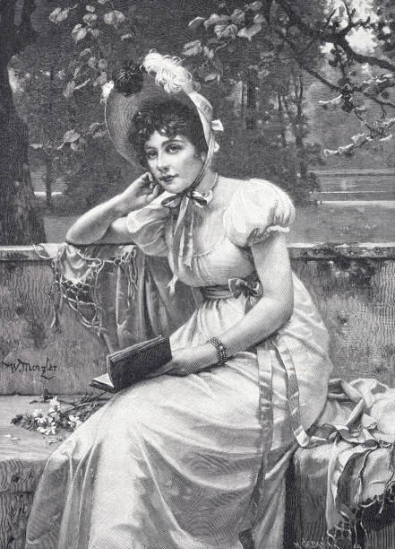 istock Young woman with a hat sits in the park and holds an open book in her left hand, her right hand on her cheek, looking thoughtfully into the distance 1435862393