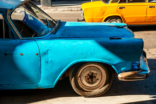 Old American cars on Havana street, Cuba