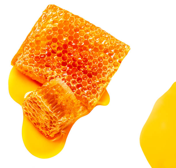 istock Organic  Honey and  Honeycomb isolated on white background, top view. Flat lay 1435864122