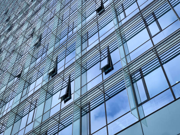 building glass curtain wall texture background - fachada cortina imagens e fotografias de stock