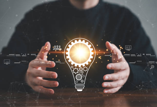istock Innovation design concept. Hand holding light bulb for new idea brain storming creative inspiration. 1435866766