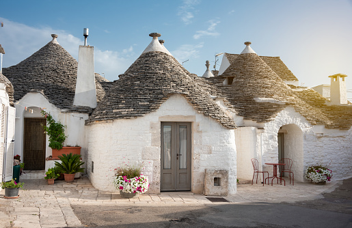 Alberobello town in Italy, famous for its traditional trullo houses