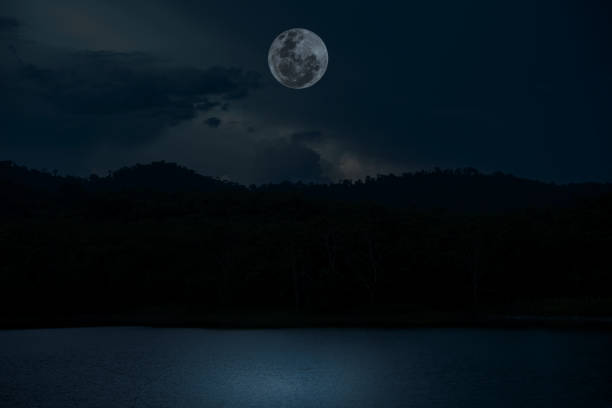 istock Full moon over lake in the night. 1435868694
