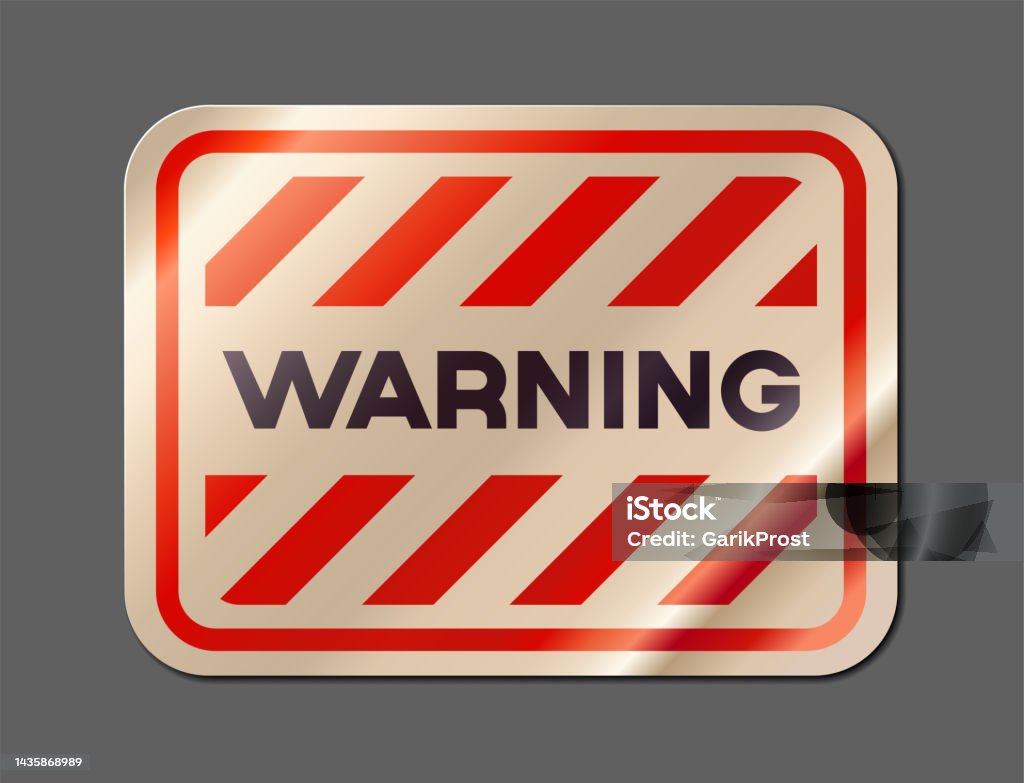 Warning Icon Rectangular Realistic Rectangular Paper Sticker Warning Text With Red Diagonal ...