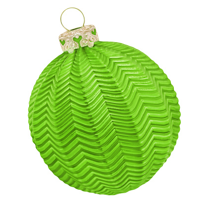 1 green Christmas ball isolated on white background