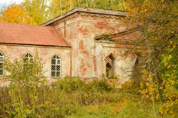 istock A beautiful medieval old ruined church. Ancient red brick ruins 1435872692