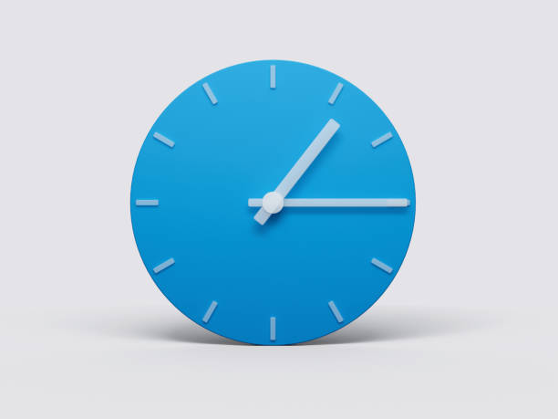 istock Minimal Clock time 1:15 o'clock or One fifteen on light pastel background 3d illustration 1435876733