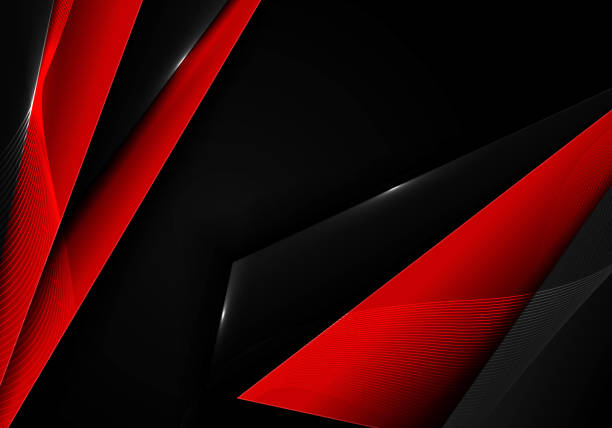 istock Red and black steel plate design decoration for usage artwork. Overlapping with smooth lines mesh decorative backgrond. 1435877163