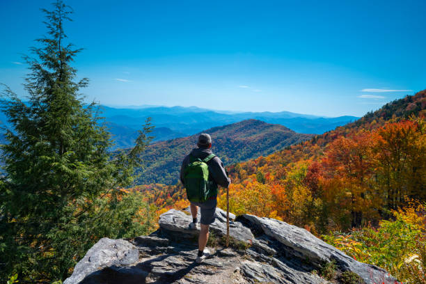 istock Man relaxing on autumn hiking trip. 1435878774