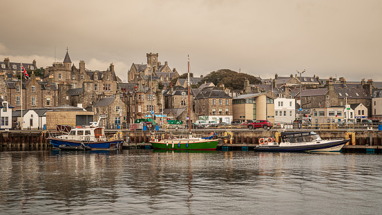 A view of Lerwick across the harbour