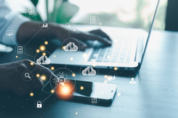 istock Digital transformation change management, internet of things. New technology bigdata and business process strategy, customer service management, cloud computing, smart industry. Ai intelligent service 1435881080
