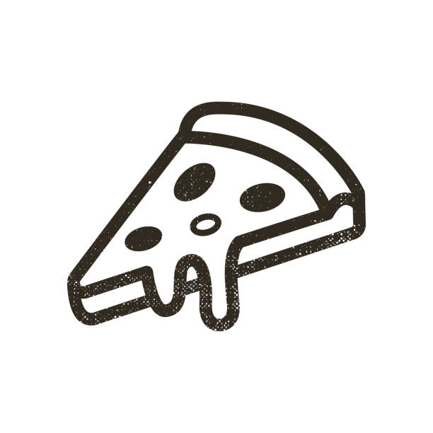 simple minimalistic line art emblem of slice of pizza Black simple minimalistic line art emblem of slice of pizza pizza slice stock illustrations