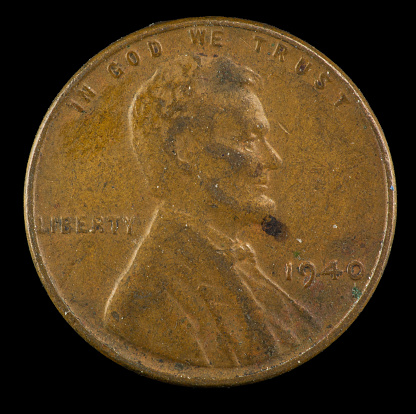 1940 plain US Lincoln cent minted in Philadelphia