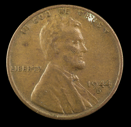 1944 D US Lincoln cent minted in Denver
