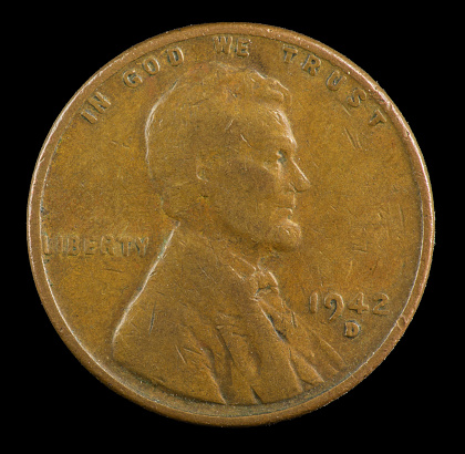1942 D US Lincoln cent minted in Denver