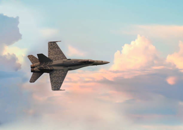 Air force in action during sunset