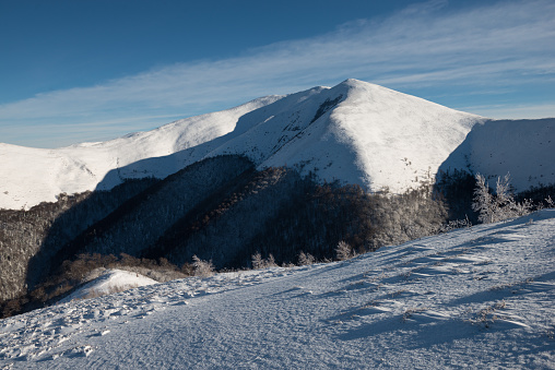 Winter landscape in Carpathian Mountains, Ukraine