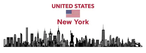 Vector illustration of New York city skyline silhouette vector illustration