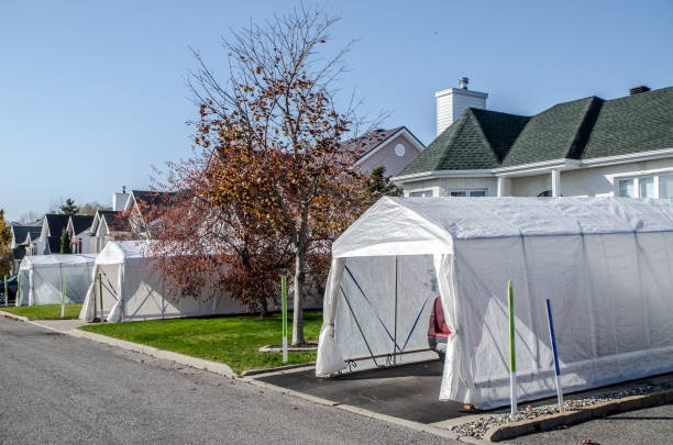 istock Street with winter car shelters 1435890075