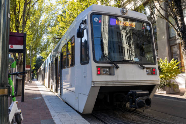 istock City tram. Modern transport 1435891520