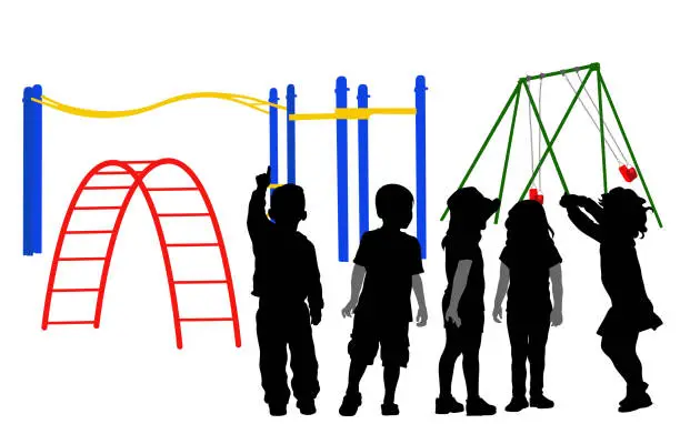 Vector illustration of Daycare Kids Back For Fun Playground