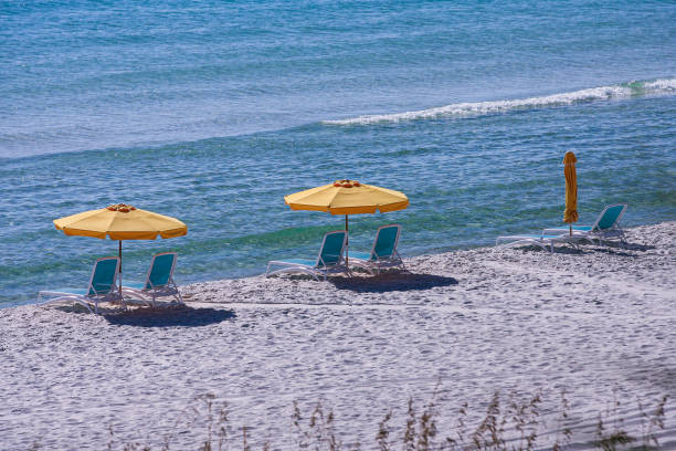 istock Lounge chairs on the beach 1435892759