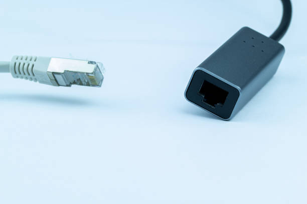 istock Ethernet RJ 45 LAN To USB, network adapter for tv or computer and network cable rj 45 1435896244