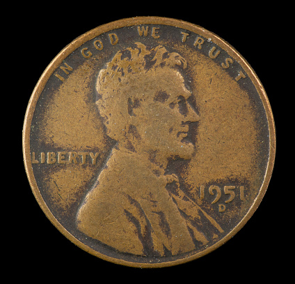 1951 D US Lincoln cent minted in Denver