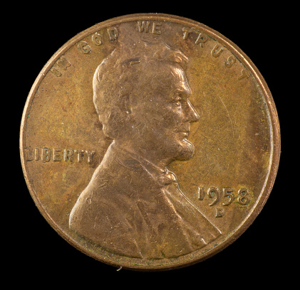 1958 D US Lincoln cent minted in Denver