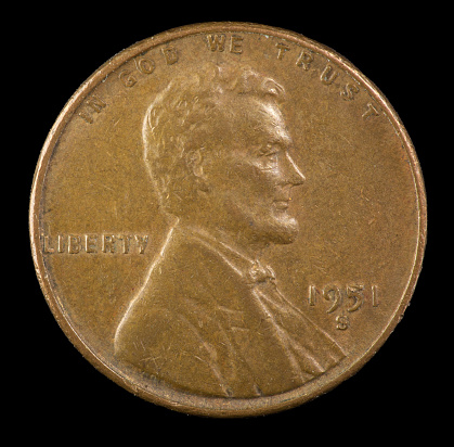 1951 S US Lincoln cent minted in San Francisco