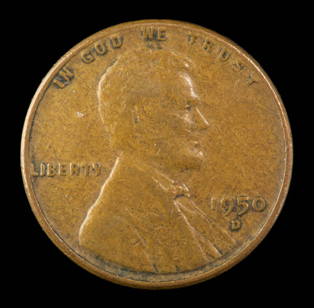 1950 D US penny 1950 D US Lincoln cent minted in Denver goldco bullion stock pictures, royalty-free photos & images