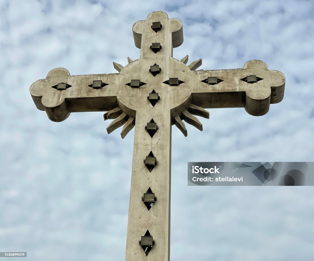 Cerro San Cristobal- Cross on the hill of San Cristobal. Lima , Peru Architecture Stock Photo