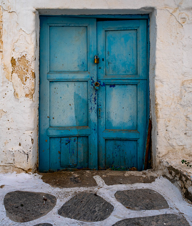 Old door in Parikia town on Paros island