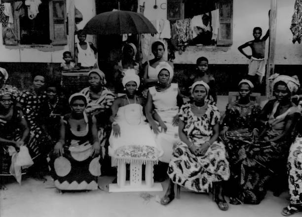 A group of local women in the village of Agormanya in Ghana c.1959 stock photo