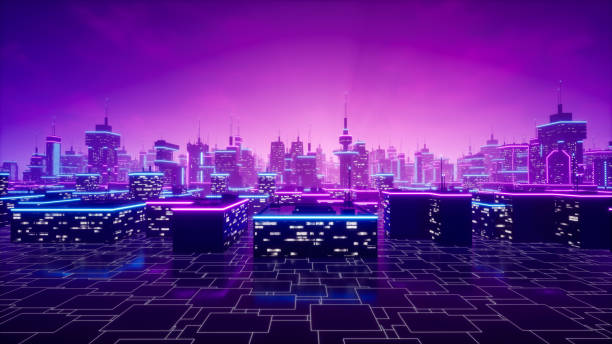 istock Metaverse city or cyberpunk concept, 3d render 1435902020