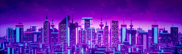 istock Metaverse city or cyberpunk concept, 3d render 1435902022