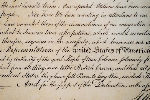 Macro Photograph of the Declaration of Independence