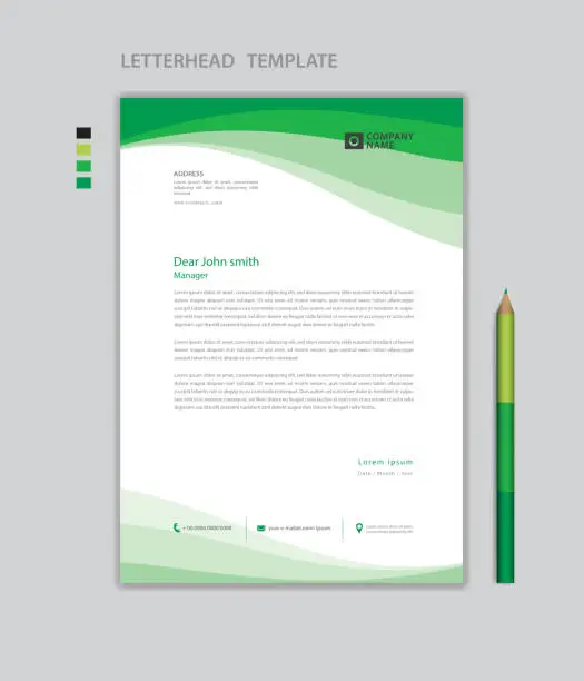 Vector illustration of Creative Letterhead template vector, minimalist style, printing design, business advertisement layout, Green concept background, simple letterhead template mock up, company letterhead design