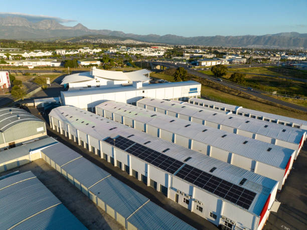 istock Industrial building with solar panels on the roof 1435906663