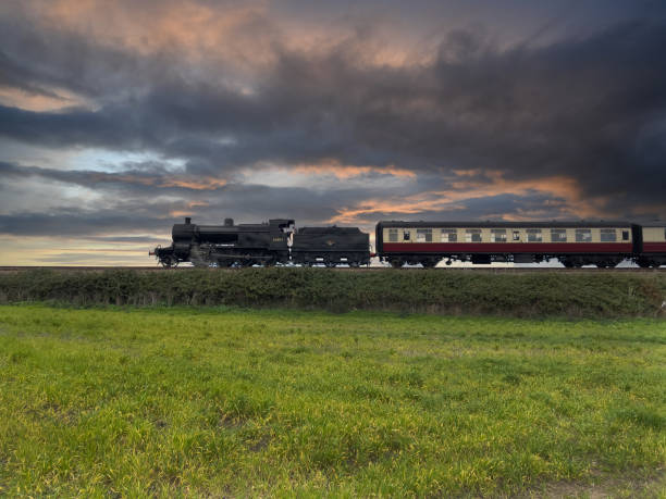 istock Steam train at sunrise 1435910733
