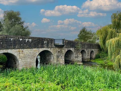Medieval bridge built in 1685 over the river Stour in the Kent village of Wye.