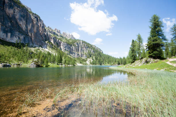 istock Federa alpine lake landscape, italian dolomites panorama 1435914933