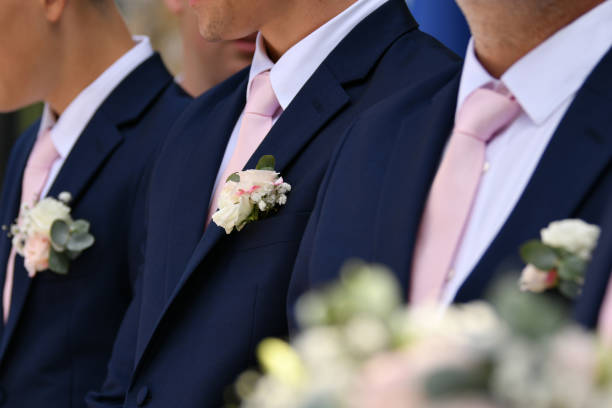 istock The groom's friends at the wedding the same dressed 1435916261