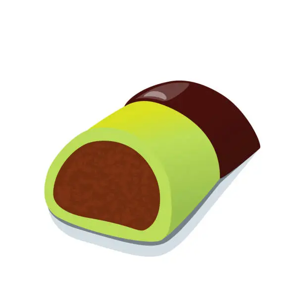Vector illustration of Vector traditional swedish sweet punch roll cutted half
